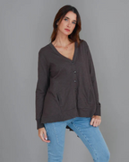 Cárdigan asimétrico de manga larga para mujer