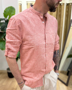 Camisa de Manga Larga en tejido de Lino para Hombre