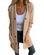 Chaqueta informal con botones frontales y bolsillos para mujer