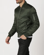 Chaqueta con Cuello Acanalado y Cierre de Cremallera para Hombre