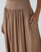 Vestido largo holgado con escote en pato