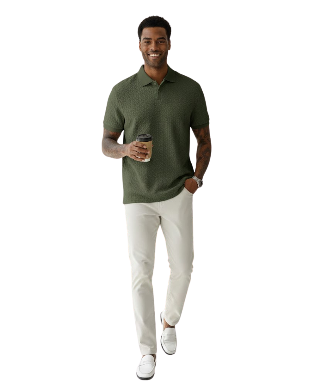 Polo de Punto Tejido de Elegancia Estructurada y Confort Ligero Para Hombre