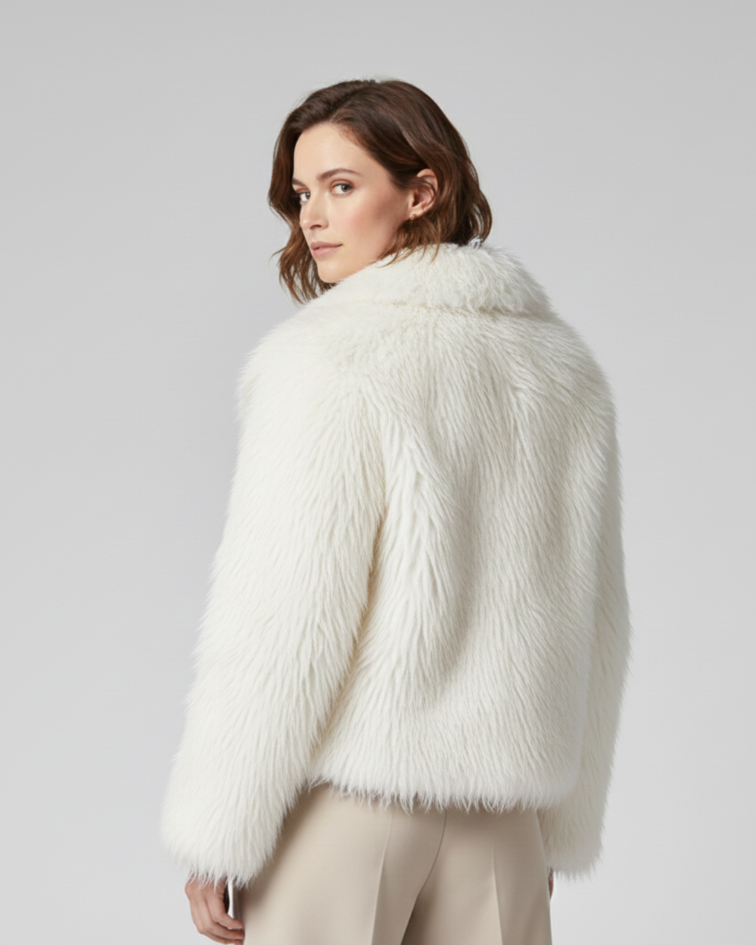 Abrigo de pelo sintético elegante para mujer