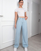 Vaqueros Ligeros de Pierna Ancha con Cintura Alta y Estilo Relajado®