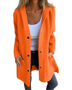 Chaqueta informal con botones frontales y bolsillos para mujer