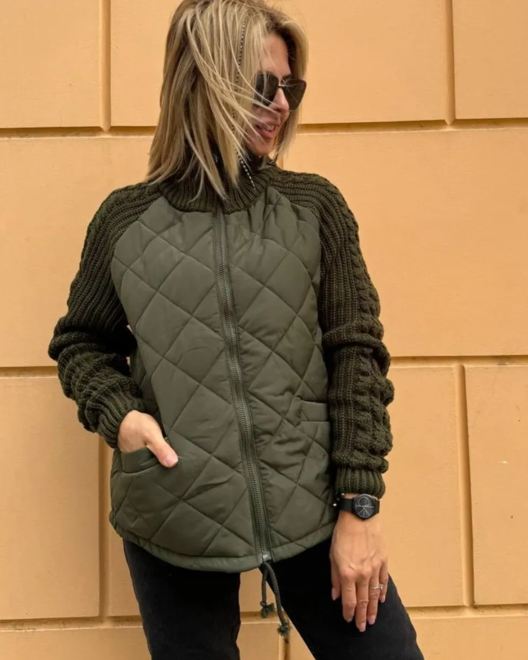 Chaqueta casual de manga larga con cremallera para mujer