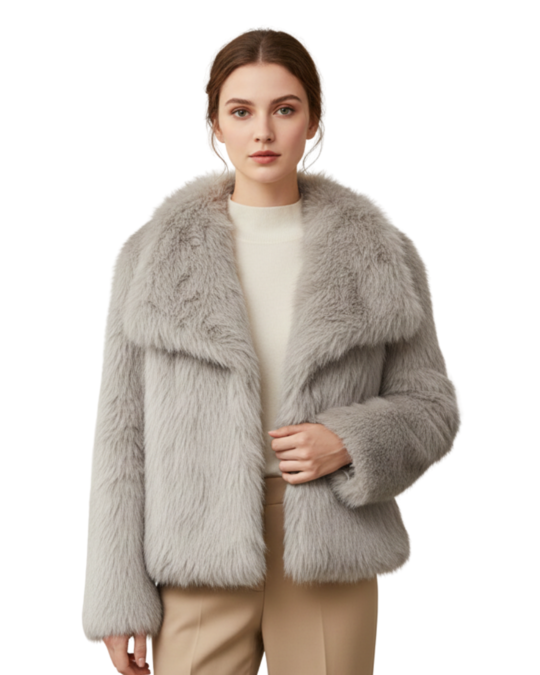 Abrigo de pelo sintético elegante para mujer®
