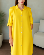 Vestido Camisero Holgado de Tela Fresca