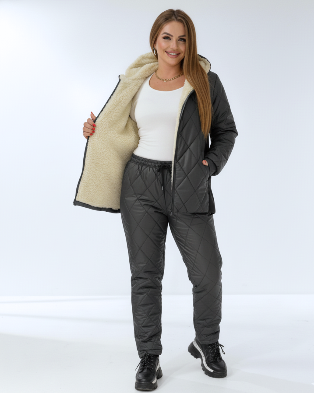 Conjunto Casual de 2 Piezas con Forro Polar Unisex