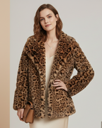 Abrigo de pelo sintético elegante para mujer