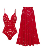 Traje de baño de Flores con falda acampanada