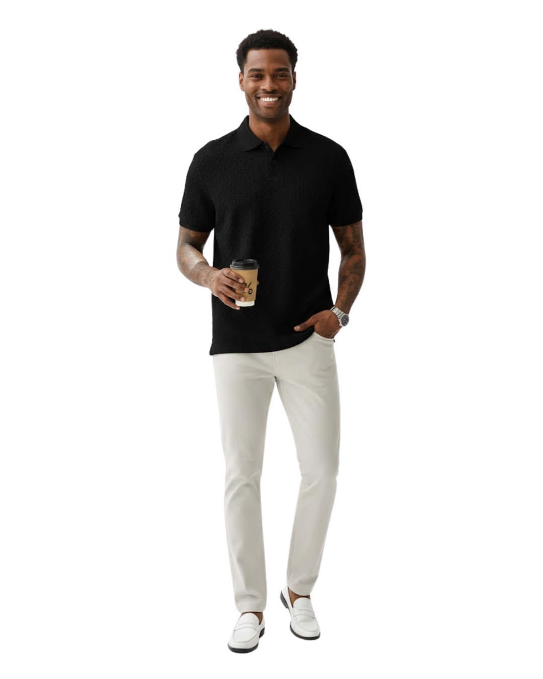 Polo de Punto Tejido de Elegancia Estructurada y Confort Ligero Para Hombre