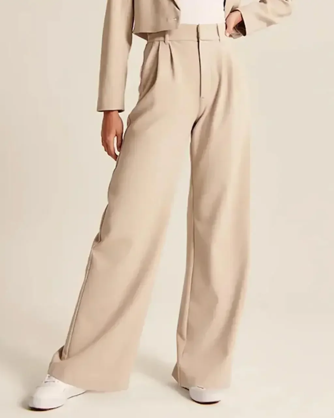 Pantalón de vestir cintura alta y corte recto para mujer