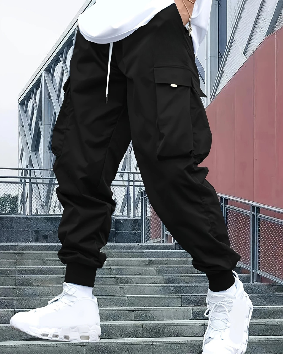 Pantalón cargo con cintura de cordón ajustable para Hombre