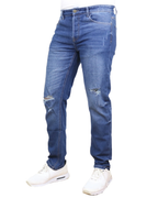 Jeans Elásticos con Diseño Rasgado de Ajuste Moderno Para Hombre®