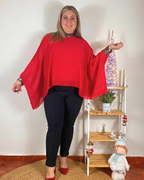 Blusa Fluida de Manga Larga con Camiseta Interior Integrada para Mujer