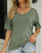 Camiseta Básica de Mujer con Escote en V Estilo y Comodidad Diaria