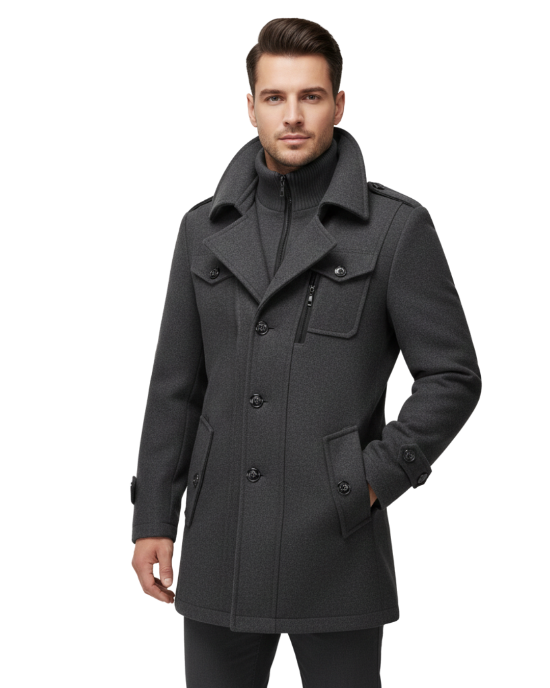 Abrigo de lana de corte medio para hombre®