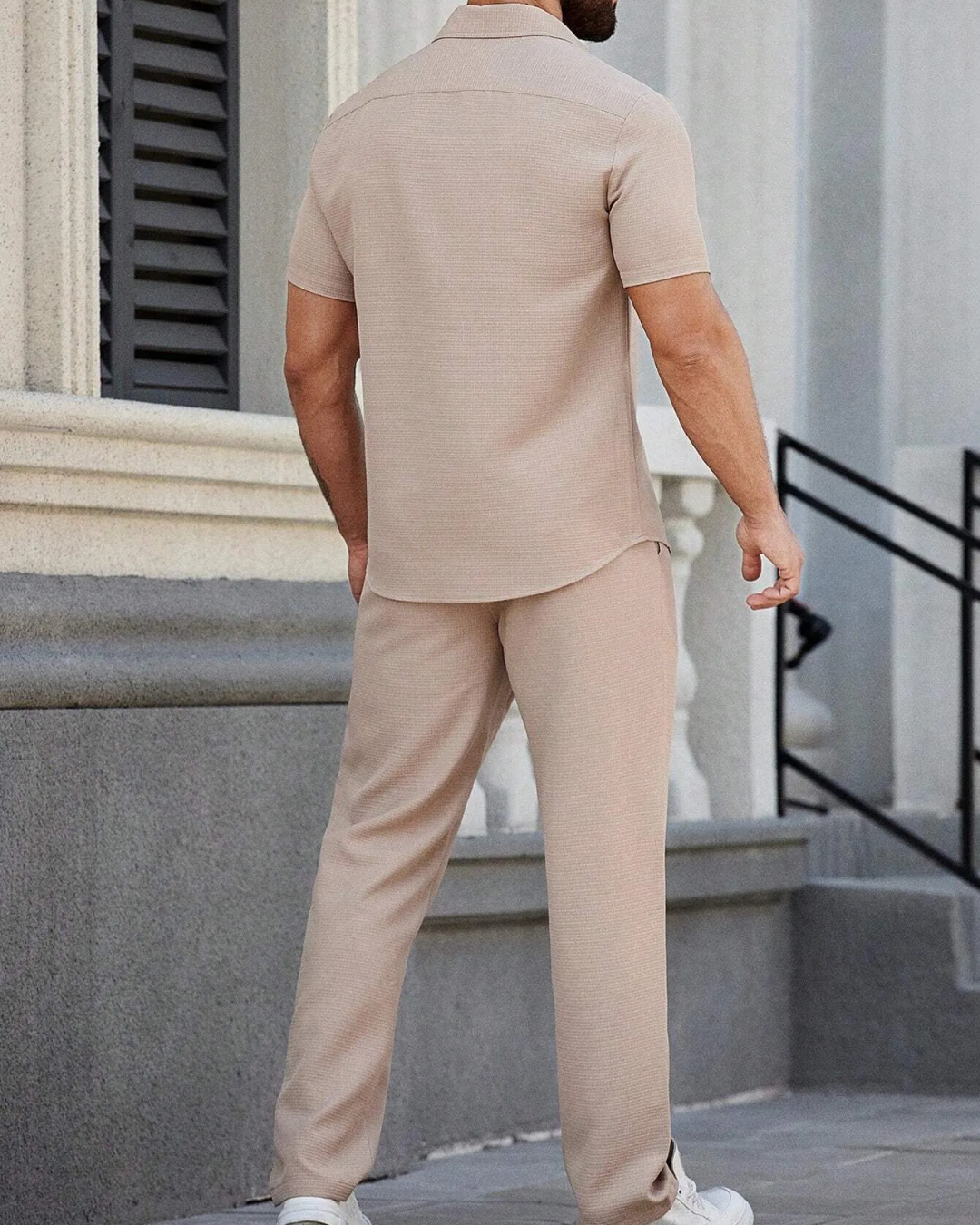 Conjunto de camisa de manga corta y pantalón con cintura ajustable