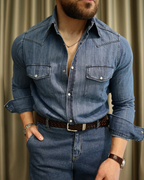 Camisa  Elegante para Hombre con Manga Larga y Botones Distintivos