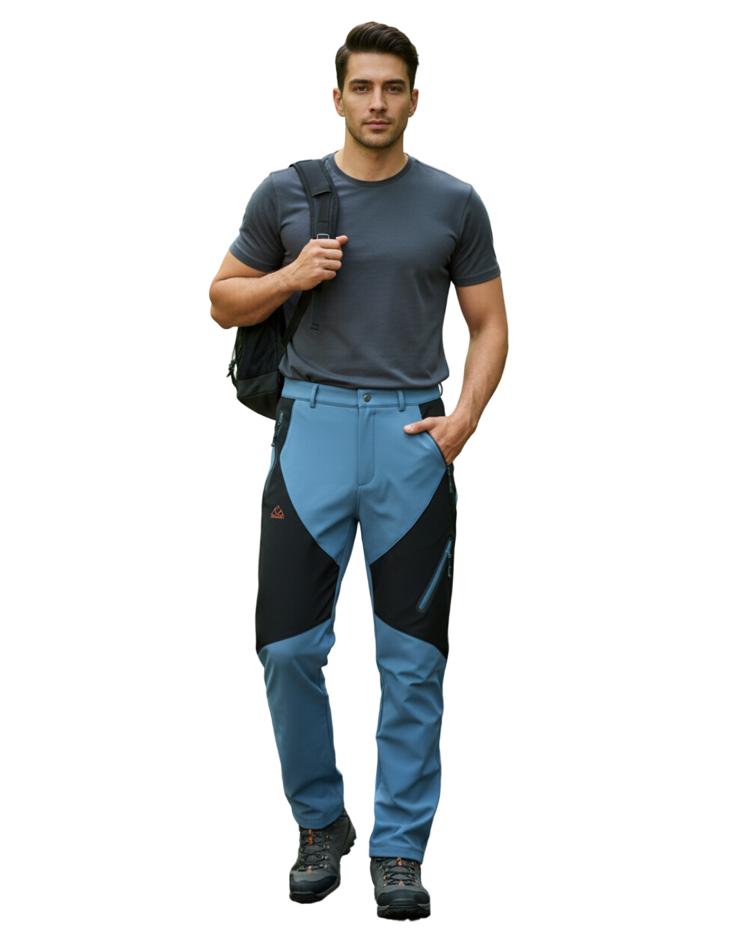 Pantalones de senderismo duraderos e impermeables para hombre con forro polar y cinturilla elástica