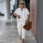 Conjunto de Dos Piezas con Camisa de Manga Corta y Pantalón Holgado