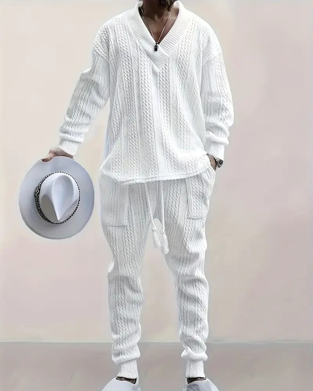 Conjunto de dos piezas en tejido con textura trenzada y cómodo ajuste®