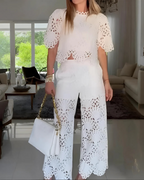 Conjunto de dos piezas con camisa de manga corta y pantalones anchos para mujer®