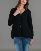 Cárdigan asimétrico de manga larga para mujer