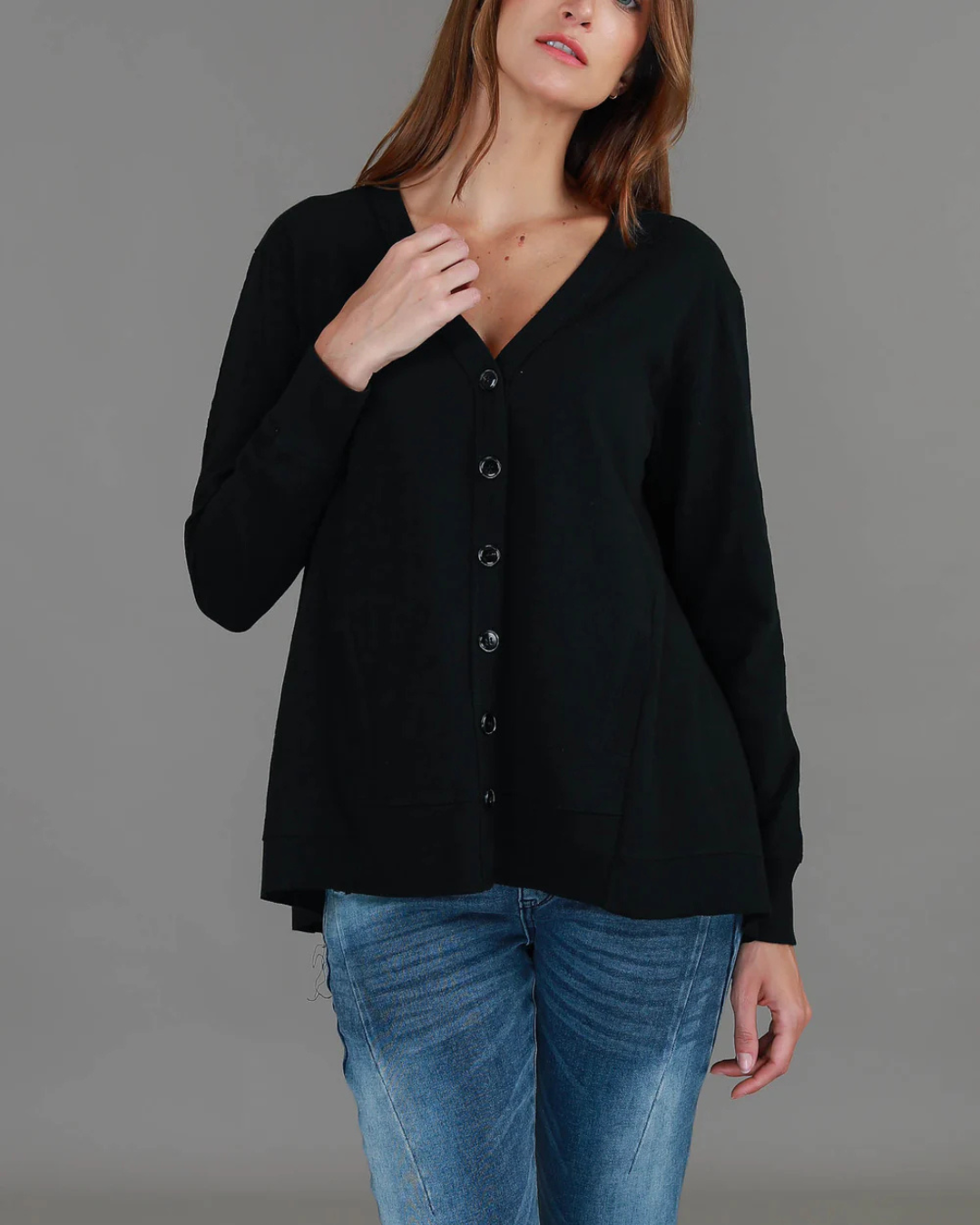 Cárdigan asimétrico de manga larga para mujer