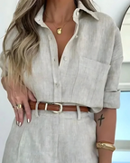 Conjunto de Camisa y Short de Lino para Mujer