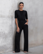 Conjunto de Dos Piezas con Cintura Ajustada y Bolsillos Laterales para Mujer