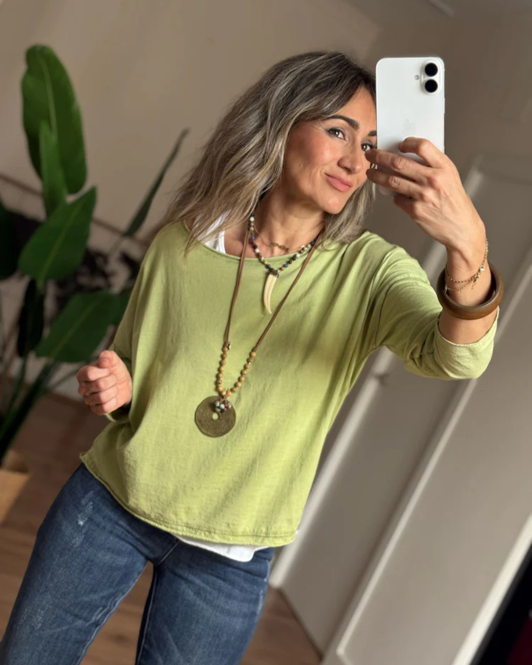 Camiseta 2 en 1 de Manga Larga para Mujer con Dobladillo