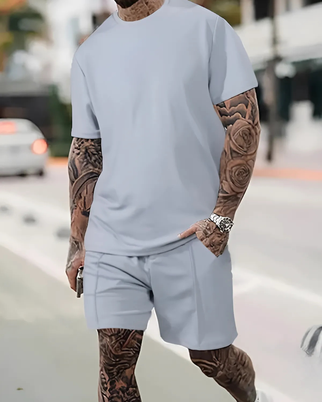Conjunto de camisa y pantalón corto para hombre
