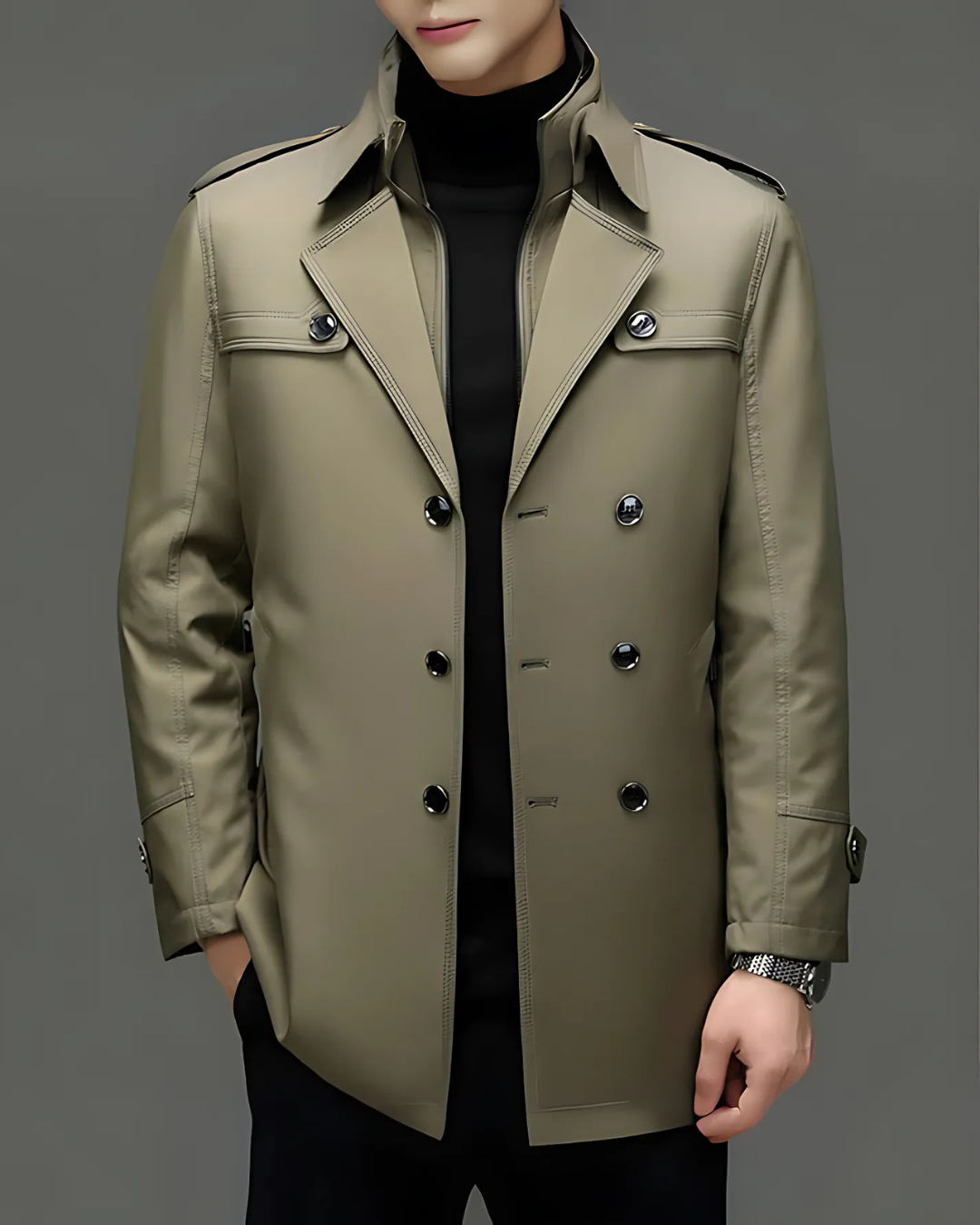 Chaqueta Clásica de Longitud Media con Forro Desmontable para Hombre