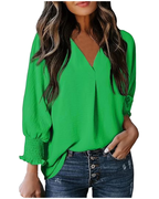 Blusa de Manga 3/4 con Cuello V y Botones para Mujer®
