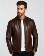 Chaqueta clásica de cuero para hombre