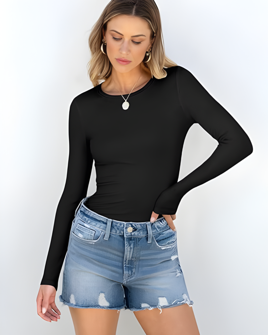 Camisetas de Manga Larga Ajustadas y Básicas para Mujer®