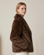 Abrigo de pelo sintético elegante para mujer