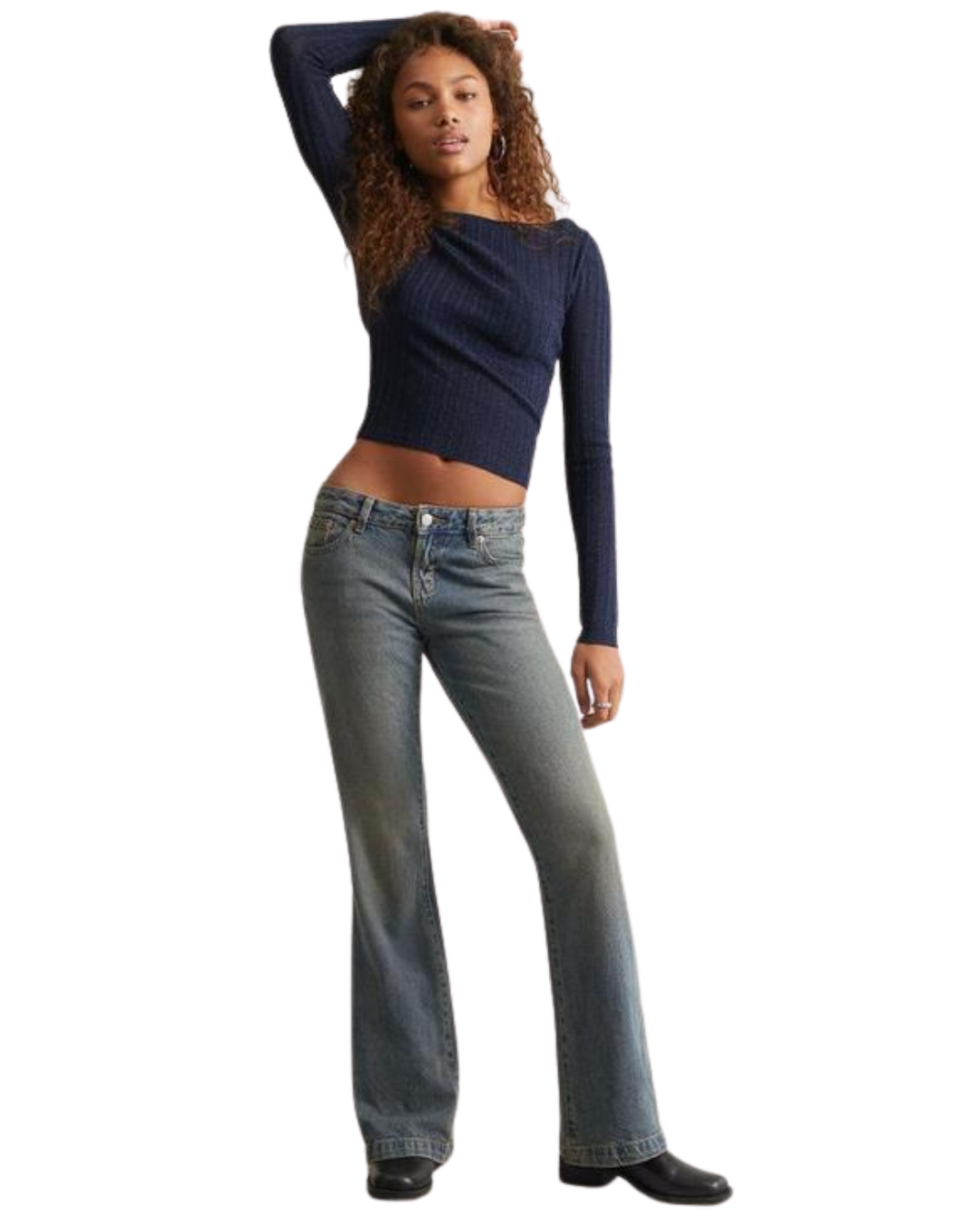 Jeans Clásicos de Lavado Oscuro y Corte Ligeramente Acampanado para mujer®