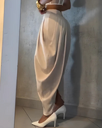 Pantalones informales de cintura alta y fruncido suelto para mujer®