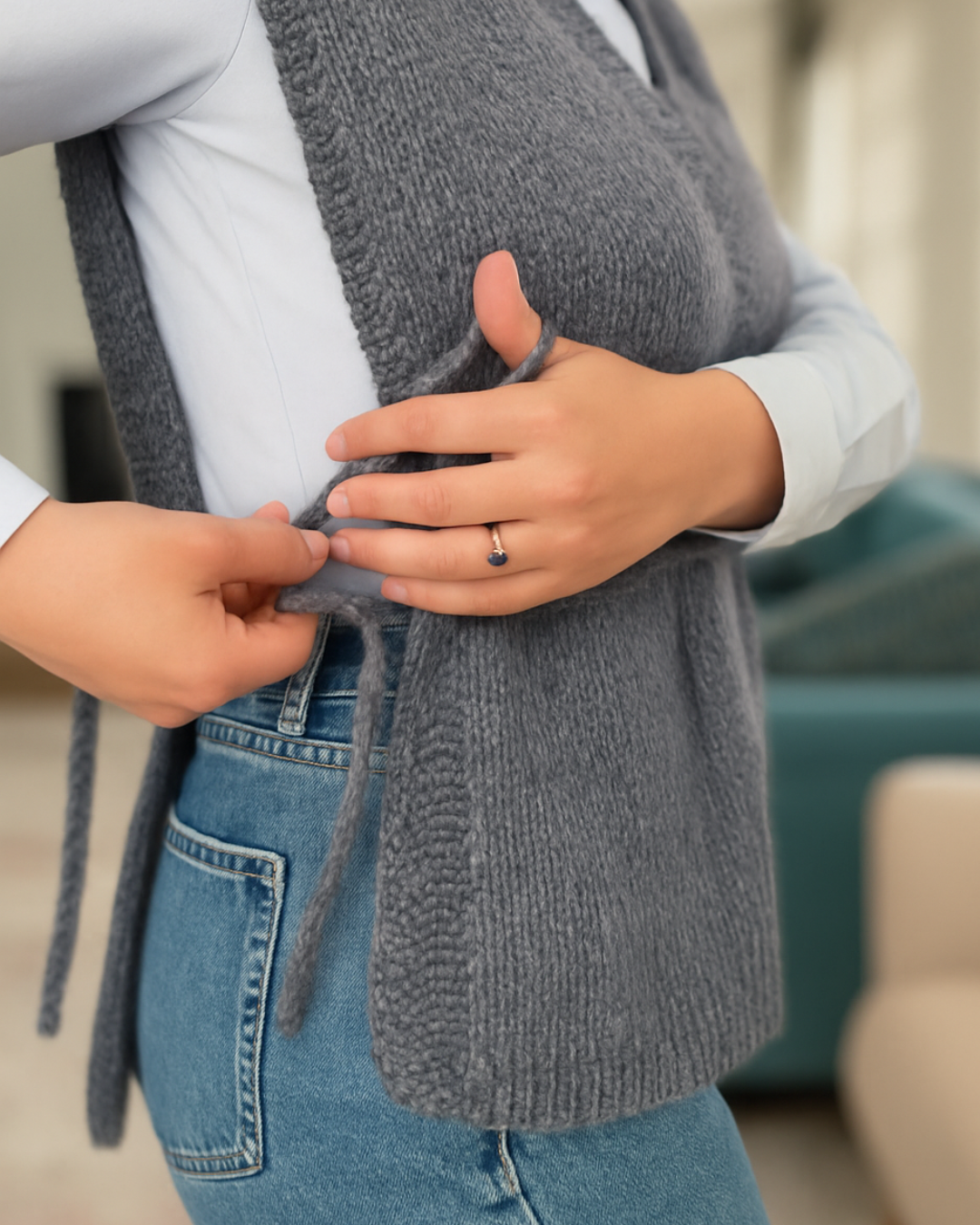 Chaleco de Punto con Ajuste Personalizado para Mujer