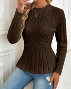 Jersey de punto grueso con cuello redondo para mujer®