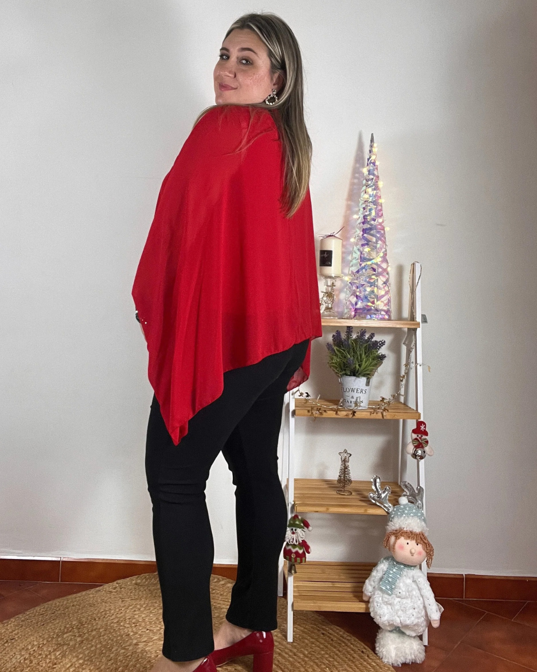 Blusa Fluida de Manga Larga con Camiseta Interior Integrada para Mujer