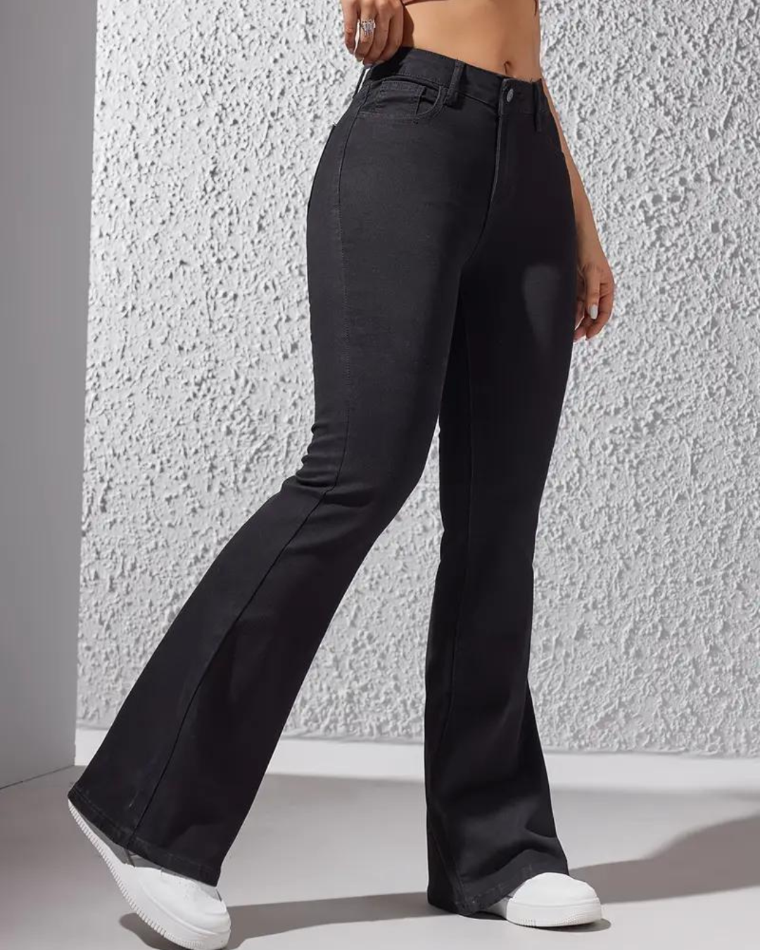 Pantalón Claro Corte Alto Estilo Campana