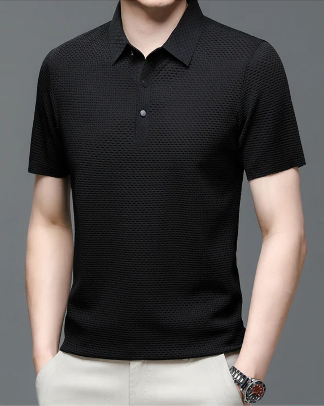 Polo con Tejido Texturizado de Manga Corta para Hombre