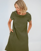 Vestido Corto en Lino de corte Holgado