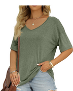 Camiseta Básica de Mujer con Escote en V Estilo y Comodidad Diaria