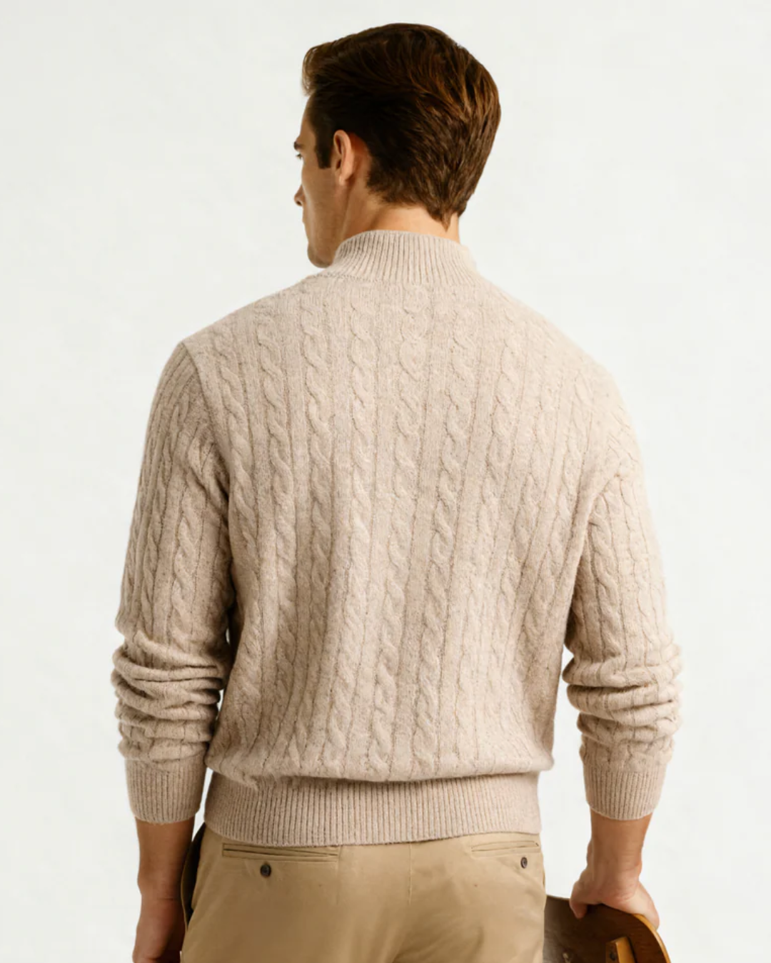 Suéter Manga Larga de Punto con Cremallera para Hombre