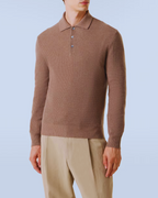 Polo de mangas largas en punto para hombre